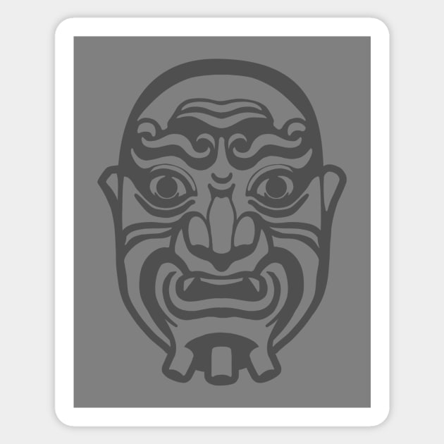 Stylized, minimal art of Men Yoroi armor mask. Sticker by croquis design